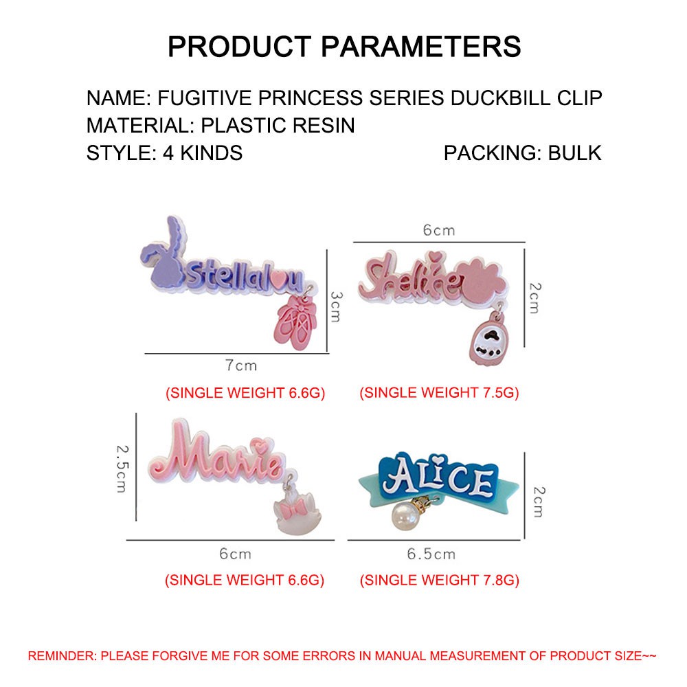 ✨✨Kẹp Tóc Mái Hông Bảng Chữ Cái Tiếng Anh Hoạt Hình Dễ Thương Ngọt Ngào Cho Nữ Sinh