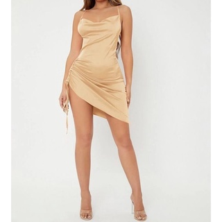 Đầm 2s lụa satin nhún hông F21 VNXK đầm dây rút cổ đổ sexy đầm tiệc ôm body dáng ngắn xuất khẩu dư xịn