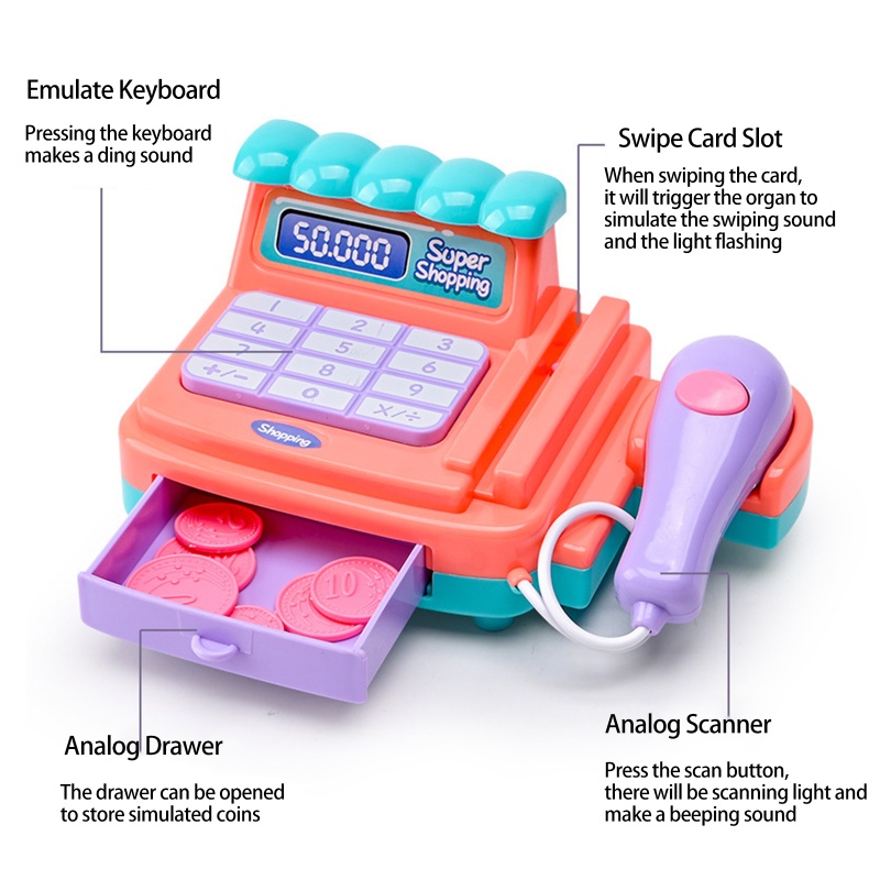 Bộ Đồ Chơi Tính Tiền Sử Dụng Được 18 Món Cho Trẻ Từ 3-6 Tuổi