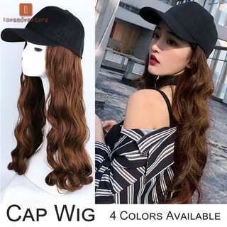 Mũ lưỡi trai kèm tóc giả kiểu uốn dáng dài trẻ trung cho nữ