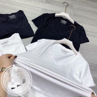 Áo Phông Cổ Tim 2 màu Trắng Đen