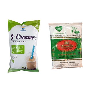 Combo 1 gói bột kem sữa 1kg và trà thái xanh( hồng) 200g