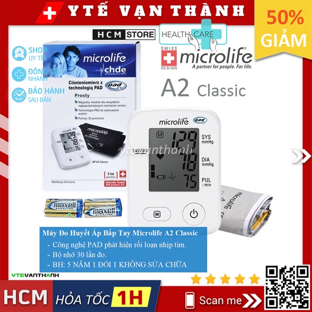 Máy Đo Huyết Áp Bắp Tay Microlife A2 Classic | Thụy Sĩ - Bảo hành 5 năm -VT0013