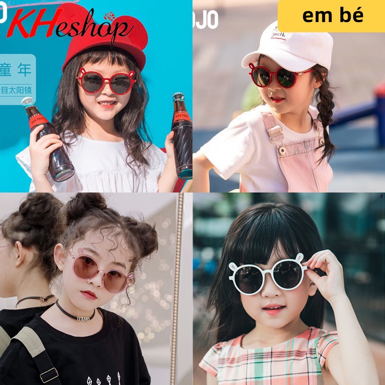 [Deal Rẻ Mua Ngay] Kính Tai gấu tròn trong suốt hoạt hình dễ thương bảo vệ mắt bé khỏi UV400 mã Y9807
