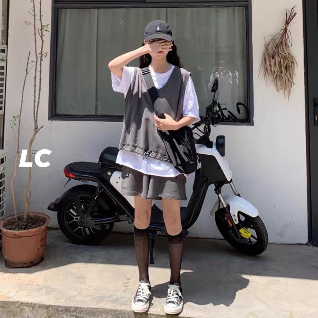 [Set] Đồ nữ 🦋 3 món áo thun áo xám và quần sooc cá tính form unisex trẻ trung năng động mặc đi học đi chơi xinh BỘ ĐỒ 3 | BigBuy360 - bigbuy360.vn