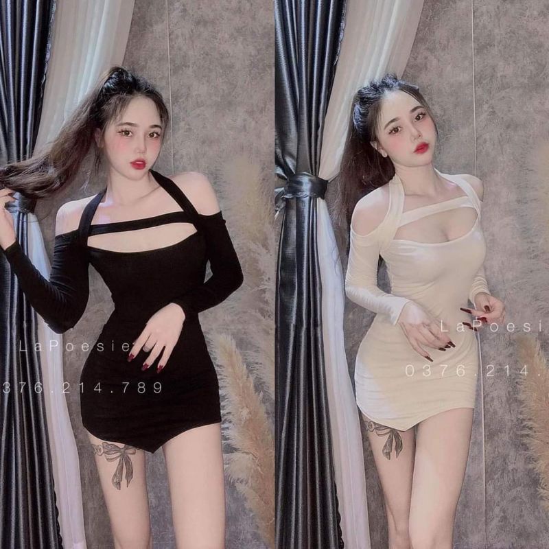 Đầm body cutout vạt xéo có bigsize