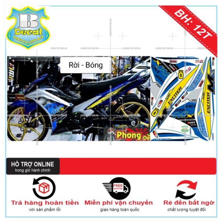 ( Quí khách vui lòng mang ra tiệm cho thợ dán ) Tem EX 2011 MX TRẮNG XANH [Bi Decal]
