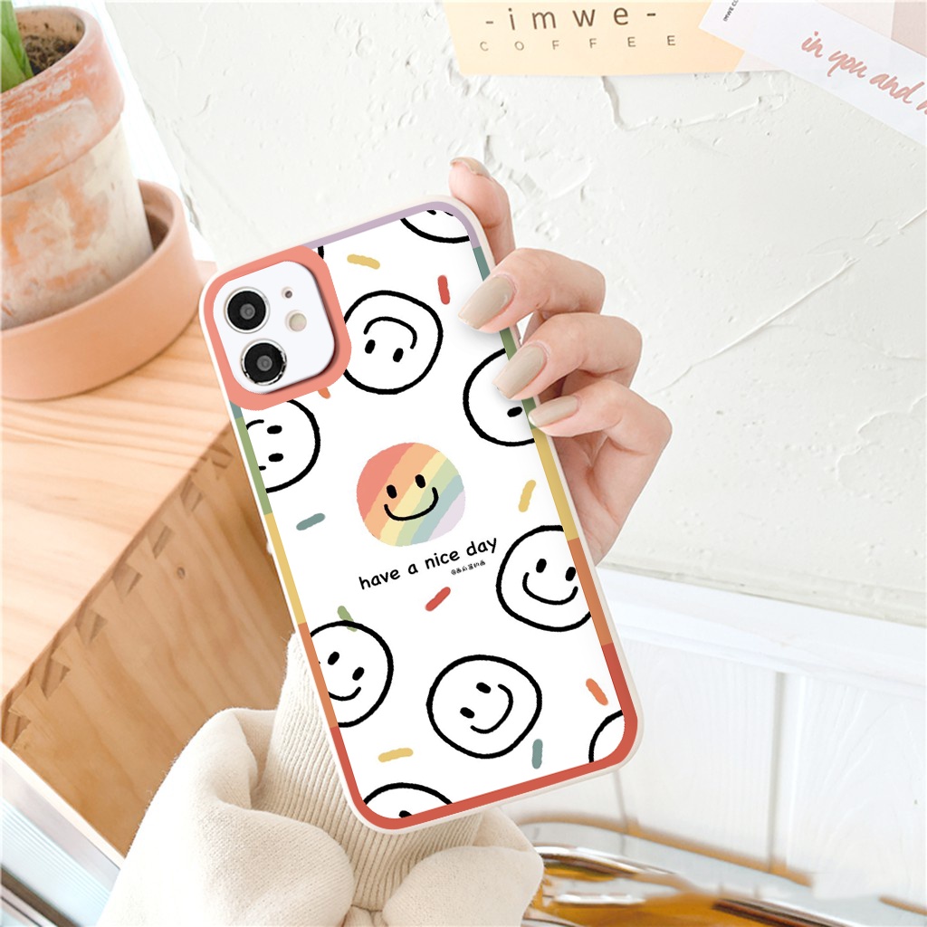 Ốp lưng iphone SMILE cạnh vuông cho iphone 11 7plus 8plus x xsmax 11pro max 12pro 12promax13promax tr312