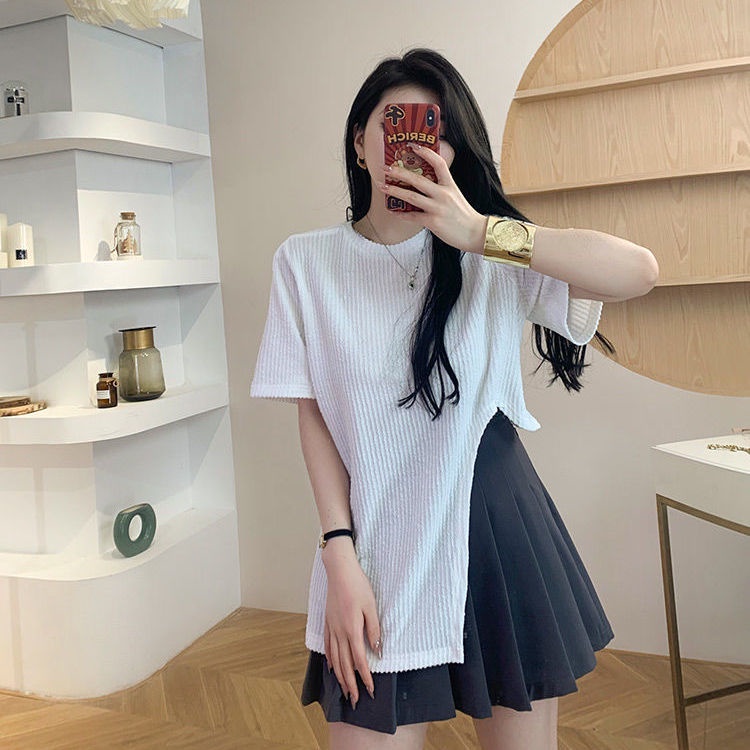 ✨Đốm✨Set Áo Thun Tay Ngắn Dáng Rộng + Chân Váy Phong Cách Thời Trang Mùa Hè Mới Cho Nữ Có Size Lớn L-4xl