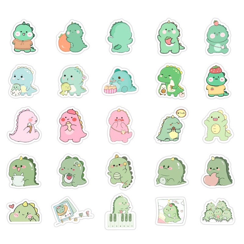 Stiker Hình Khủng Long Xanh Cute Không Thấm Nước