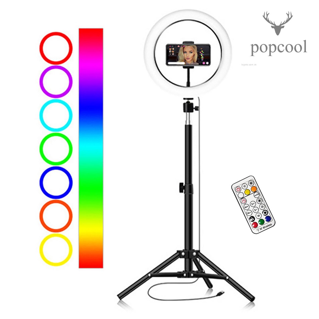 Vòng Đèn Led Rgb 10inch / 26cm 3500k-6500k Kèm Giá Đỡ Điện Thoại 55cm