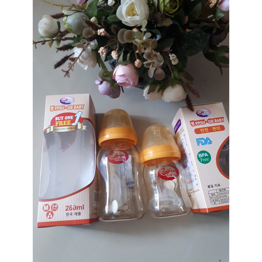 (MUA 1 BÌNH TẶNG 1 NÚM) BÌNH SỮA PPSU BG BABY 160ML-280ML