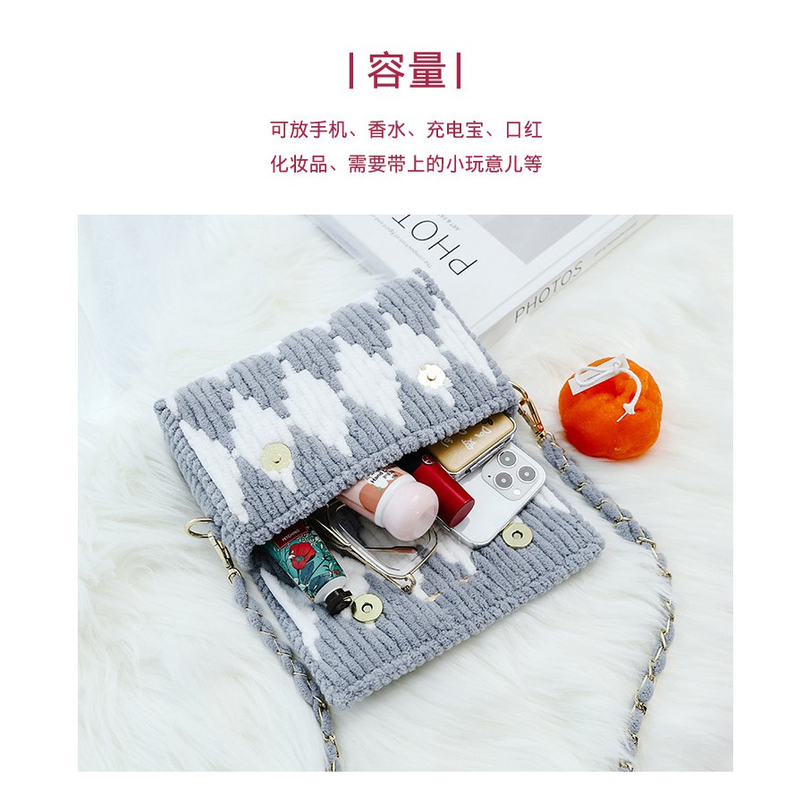 Túi tự đan handmade len phối màu răng cưa có video hướng dẫn Kawaii_Handmade