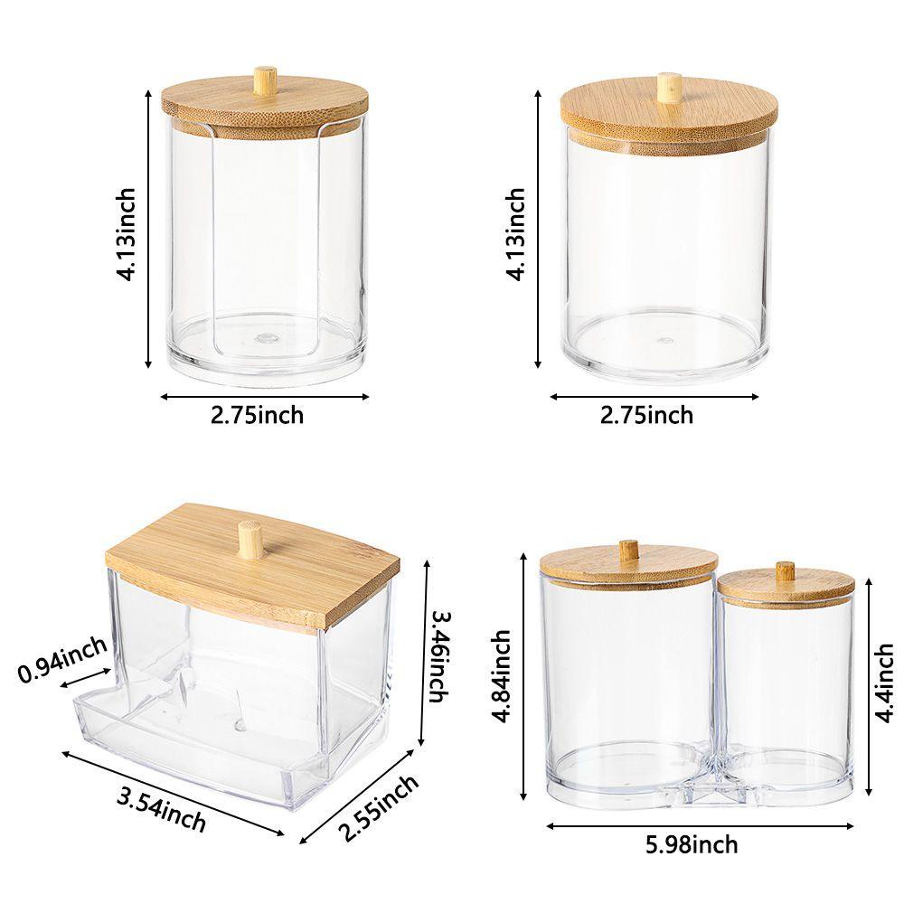 Hộp Đựng Tăm Bông Trang Điểm Bằng Acrylic Hình Tròn Giá Đỡ