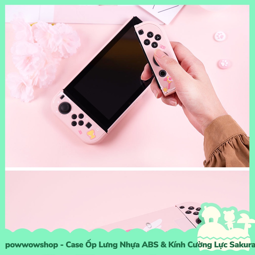 [Sẵn VN - Hỏa Tốc] Set Phụ Kiện Case Ốp Lưng, Kính Cường Lực Cho Máy Game Cầm Tay Nintendo Switch Sakura Theme