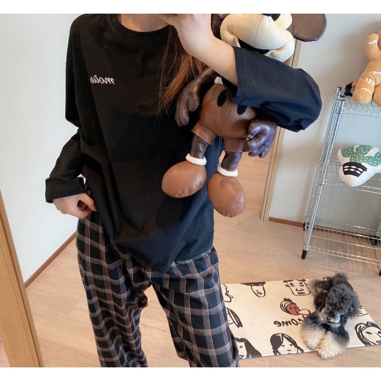 Bộ Đồ Ngủ Dài Tay Phong Cách Hàn Quốc Đơn Giản Thời Trang Xuân Thu SC3507