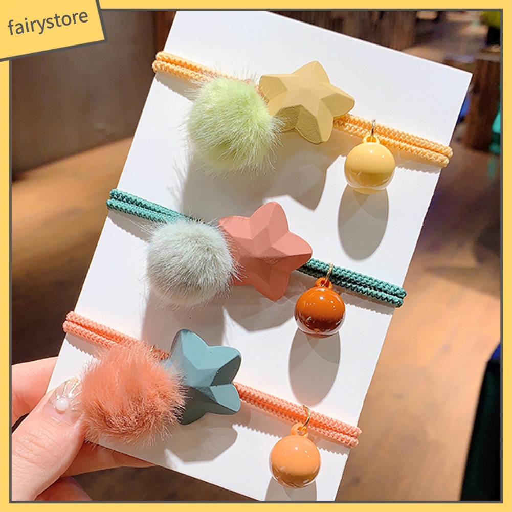 Dây Buộc Tóc Phối Quả Cầu Lông Xinh Xắn Cho Nữ