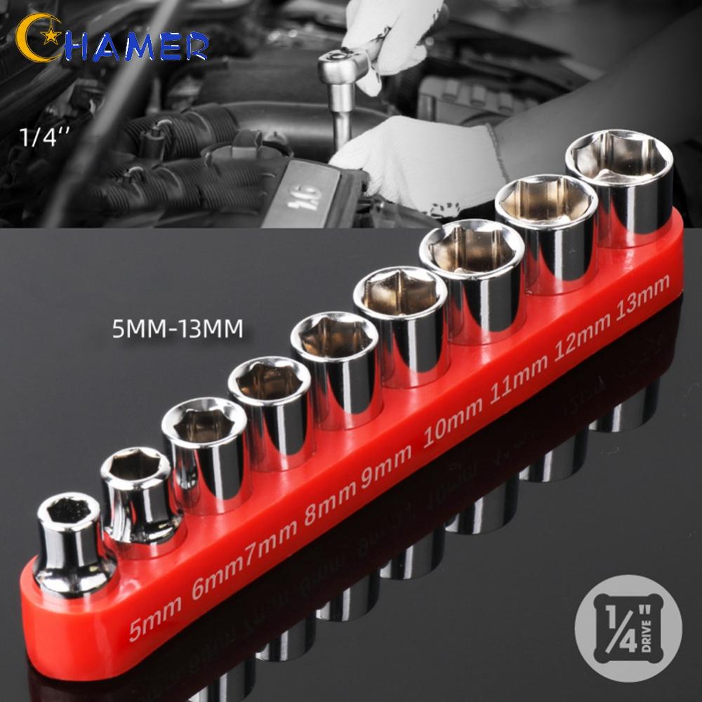 CHAMER- ~9pcs 1 4 inch Drive 513mm Hex Bit Metric Socket Wrench Head Nut Removal Tool hNxHjKqu eZoaFbY