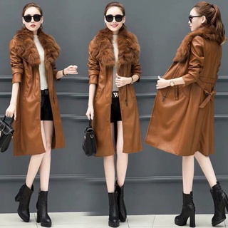 Áo khoác da cổ phối lông tq7005