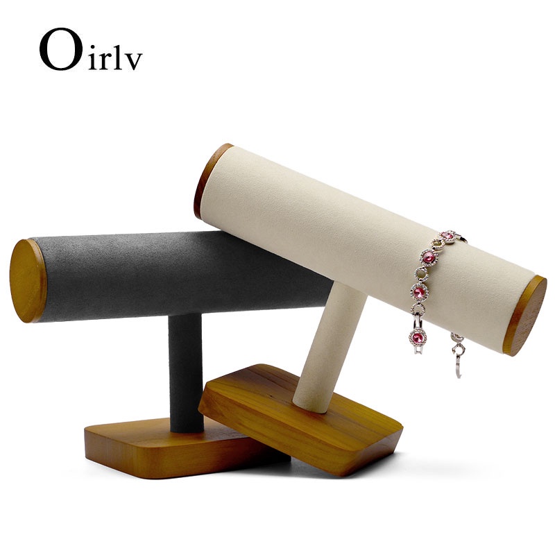 Oirlv Đồng hồ bằng gỗ Chân đế Vòng đeo tay Giá đỡ Đồng hồ Chủ trang sức Người tổ chức Trang sức Chủ trang sức Đồ trang sức T-Bar SM068