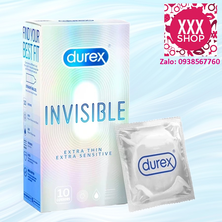 [Chính Hãng] Bao cao su Durex Invisible Extra Thin Sensitive siêu mỏng - Hộp 10 cái