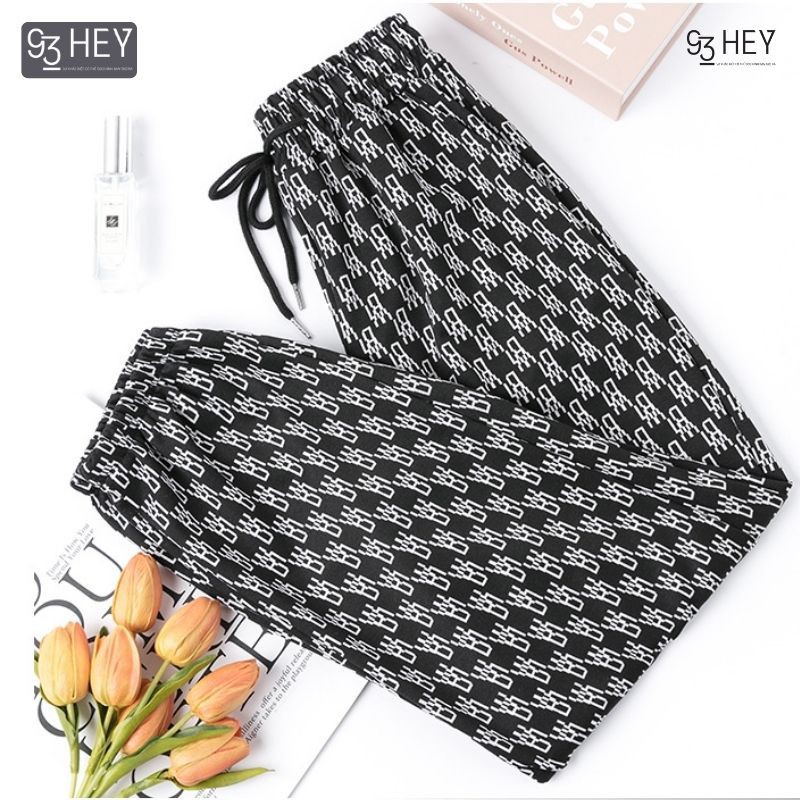 Quần Lụa Nữ Jogger Bo Gấu Phom Rộng Mặc Nhà Thoải Mái Freesize Bigsize