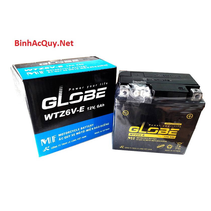 ẮC QUY XE MÁY GLOBE WTZ6V-E 12V- 6AH