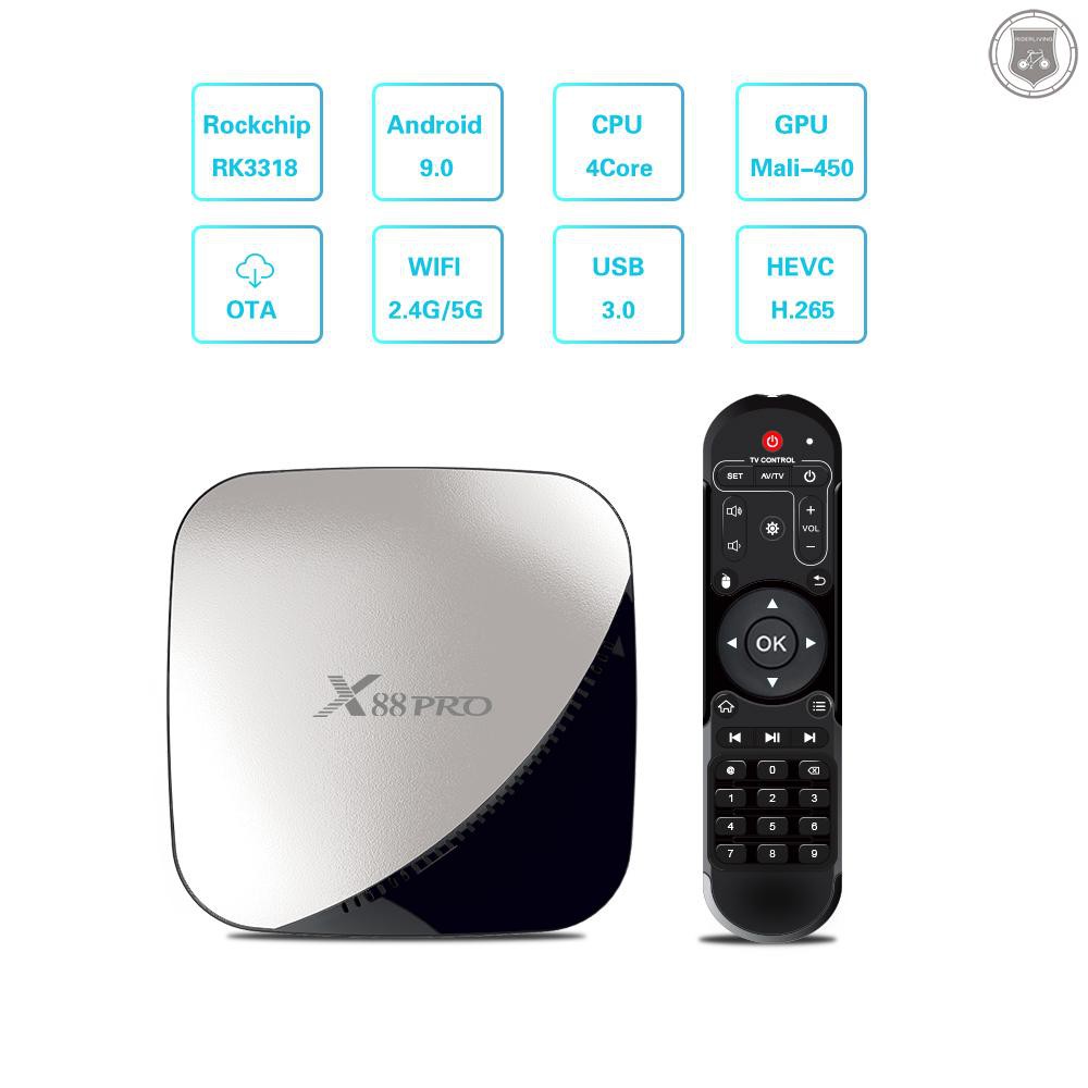 Tv Box R & L X88 Pro Android 9.0 Tv Box Rockchip Rk3318 Lõi Tứ 64 Bit Uhd 4k Vp9 H.265 2gb / 16gb 2.4g / 5g Wifi Hd Và Phụ Kiện