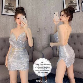 Đầm body kim sa hở lưng