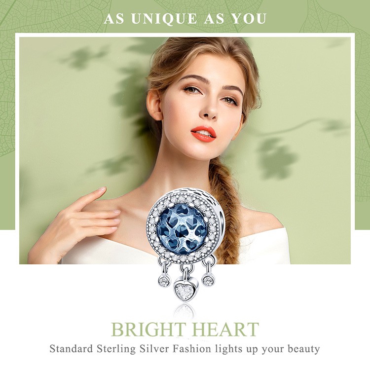 Hạt charm Bamoer kim loại dáng tròn phối tua rua hình trái tim sáng tạo | BigBuy360 - bigbuy360.vn