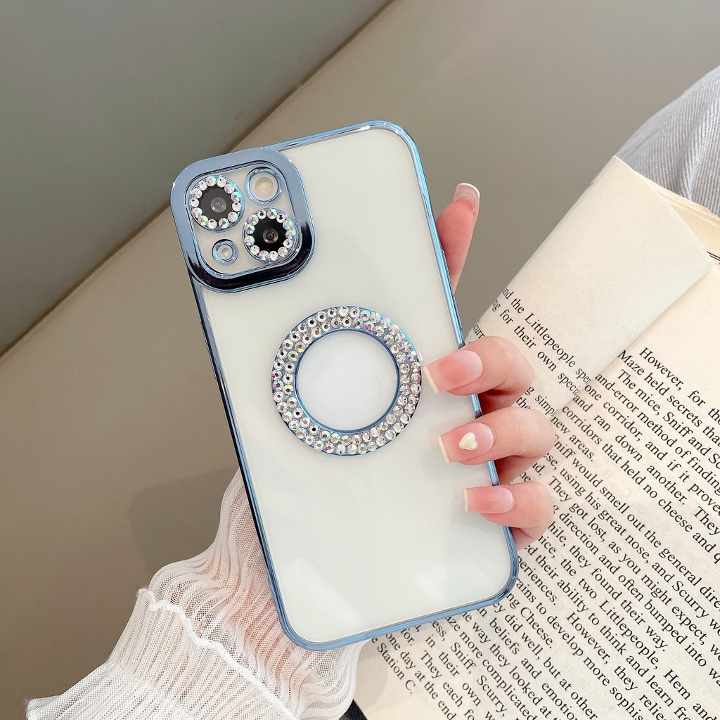 Ốp Điện Thoại Trong Suốt Chống Sốc Đính Đá Lấp Lánh Cho Iphone 11 12 13 Pro MAX X XR XS