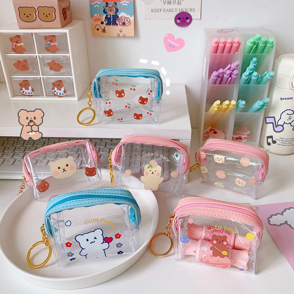 Ví mini trong suốt kèm móc khóa xinh xắn ulzzang