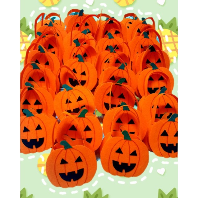 Túi vải bí ngô Halloween ngang 11cm