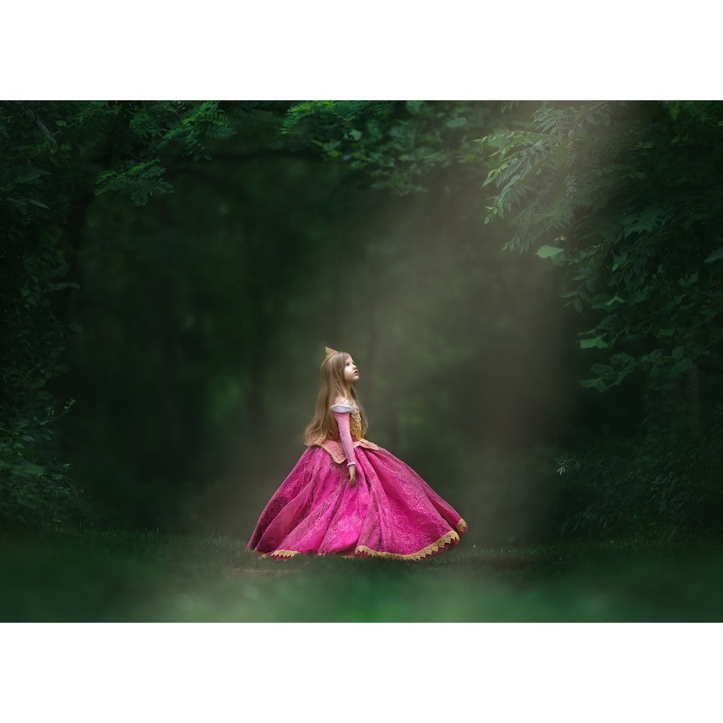 Váy công chúa dài tay trễ vai phối ren đáng yêu dành cho bé gái