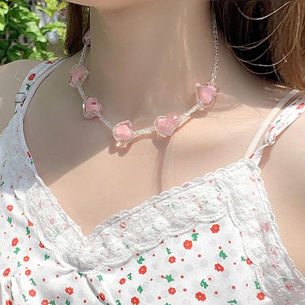Vòng cổ Chuỗi Hạt Trong Suốt Dễ Thương Thời Trang Mùa Hè Cho Bạn Gái