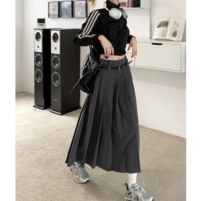 Chân Váy midi Lưng Cao Phong Cách Retro