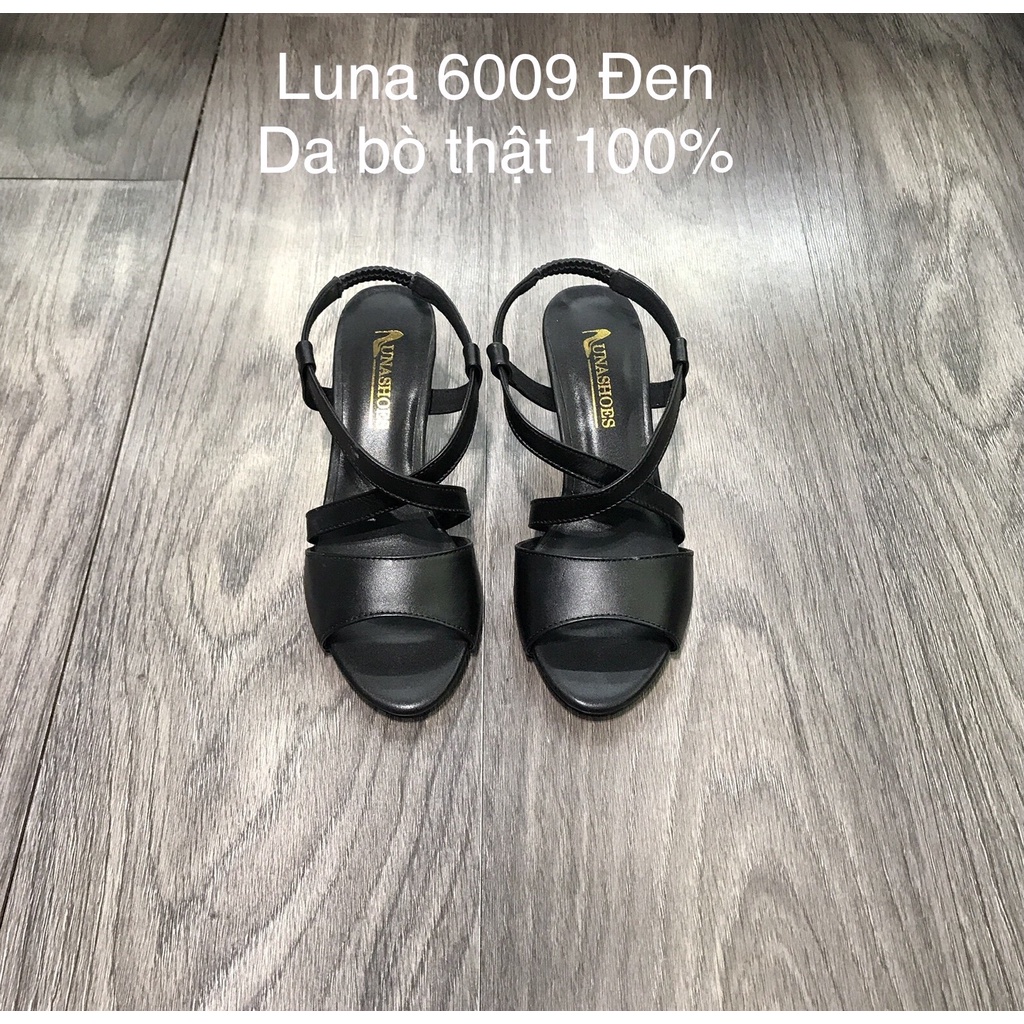 Dép sandal nữ đế bệt Lunashoes 6009 giày da bò thật mềm êm chân bảo hành 24 tháng