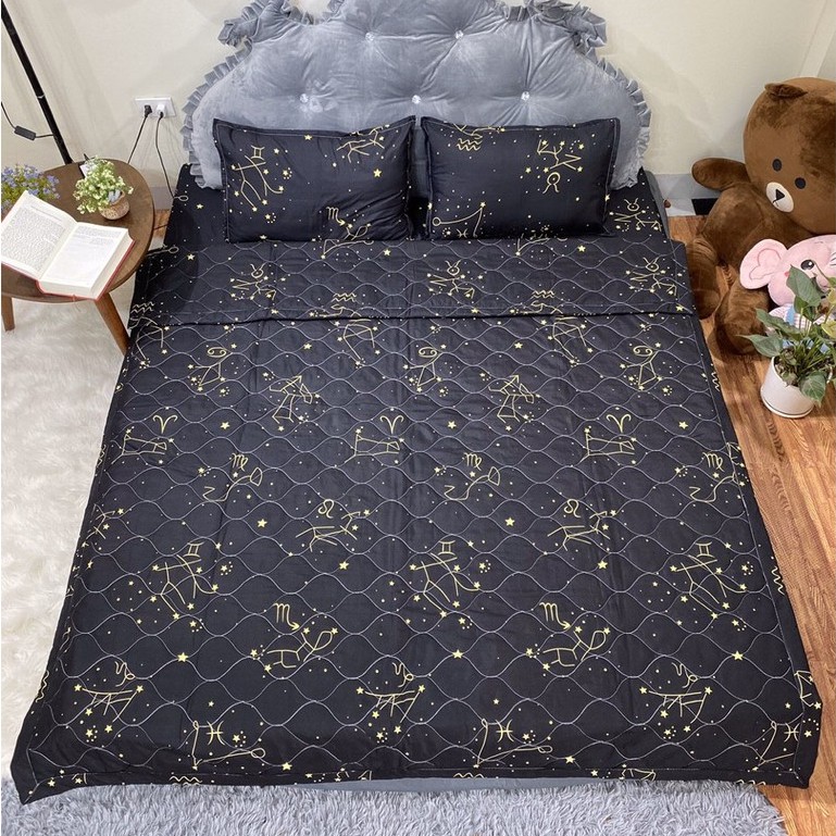 Bộ chăn ga gối poly 5 món chăn trần hè đủ mọi kích thước