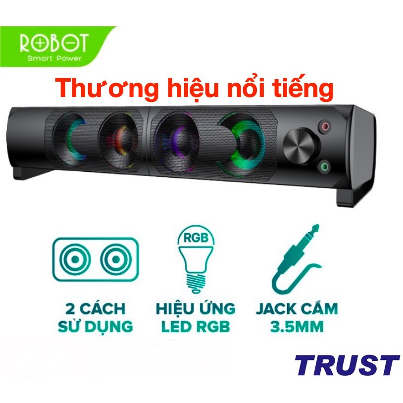 Loa Thanh SOUNDBAR ROBOT RS300 Kiểu Dáng Gaming - Hiệu ứng LED RGB - Công suất lớn 6W - BẢO HÀNH 12 THÁNG
