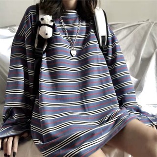 [HÀNG ORDER] Áo pull dài tay kẻ ngang form rộng