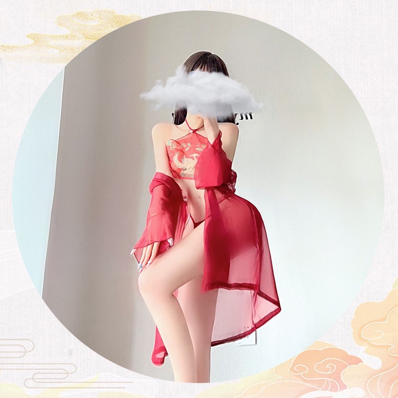 Đồ hóa trang cổ trang set cosplay yếm kèm áo choàng phi tần Trung Hoa quyến rũ BT6222