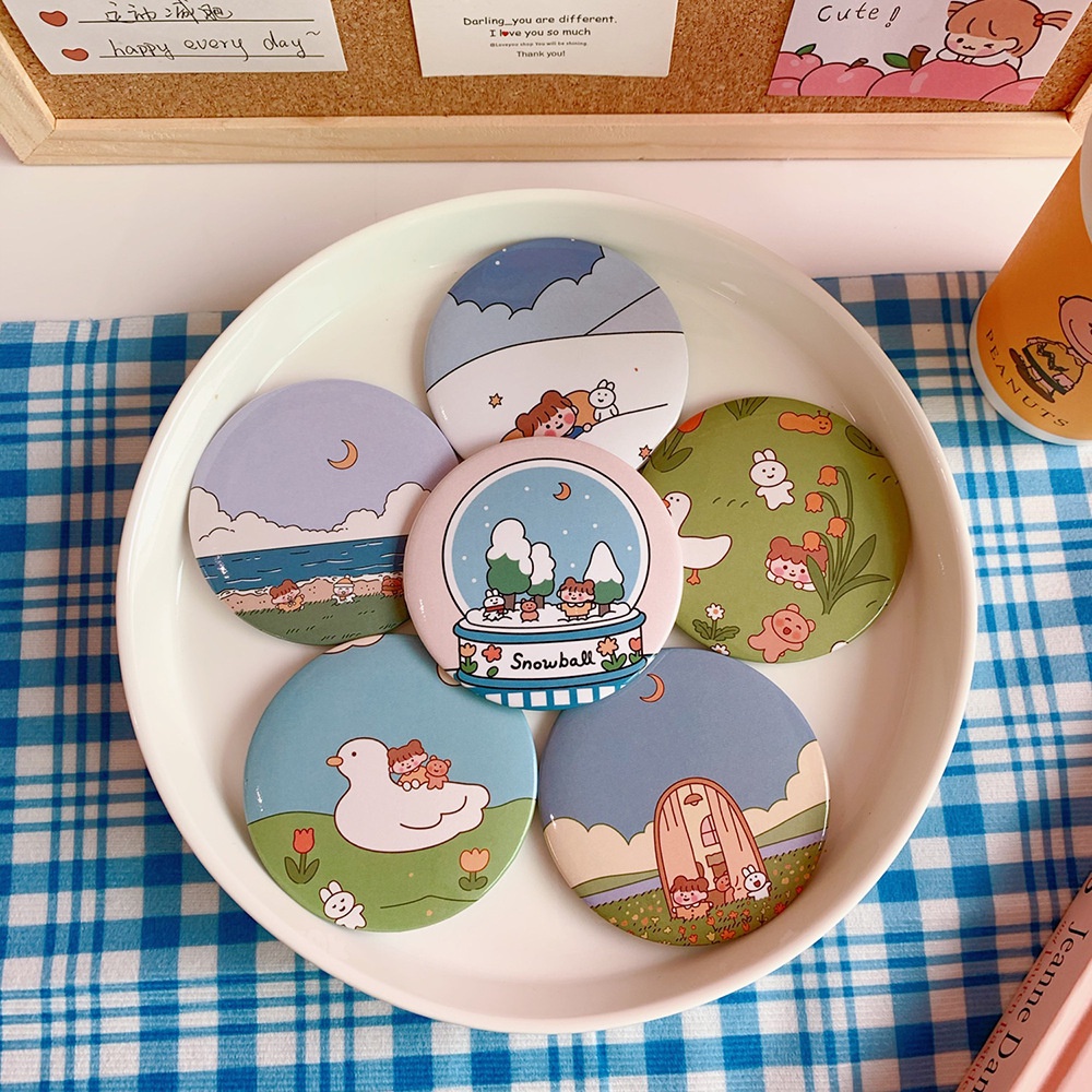 MS506 Gương tròn bỏ túi in hình dễ thương loại đẹp