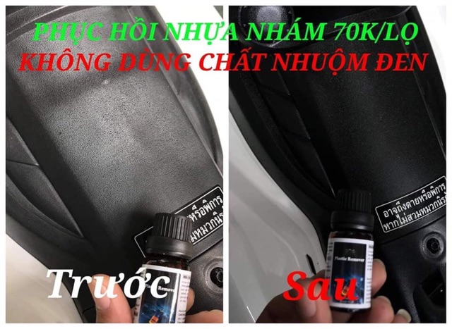 [Tặng mút + khăn] Chai phục hồi nhựa nhám xe máy, ô tô Plastic remover, dưỡng, phục hồi và làm mới nhựa đen nhám 10ml