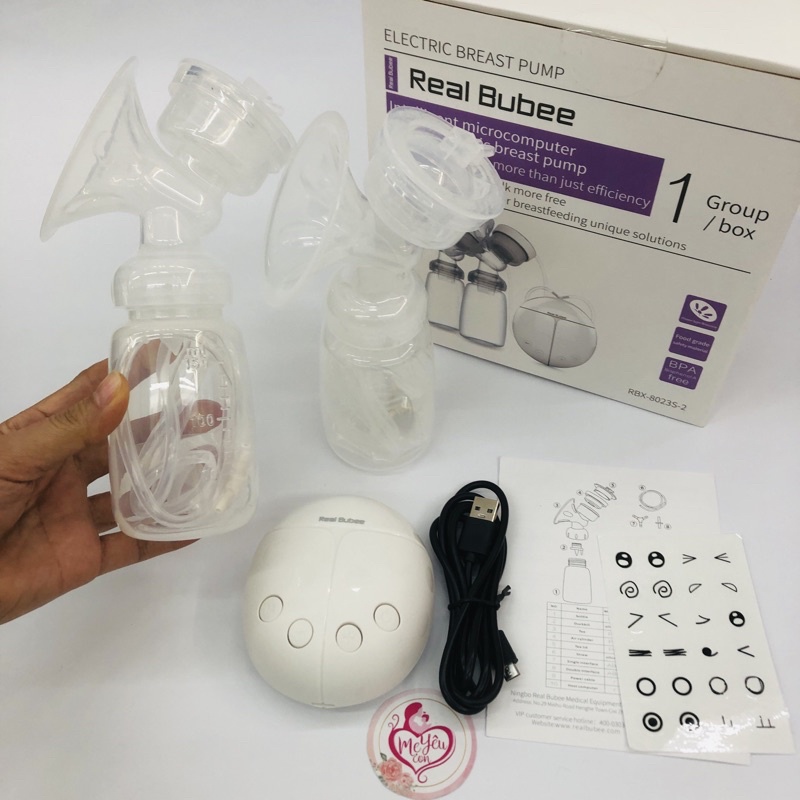Máy Hút Sữa Điện Đôi Real Bubee (Có Chế Độ Massa Và Kích Sữa Tăng Giảm Áp Lực)