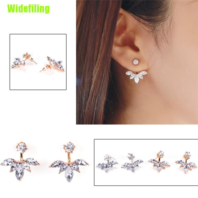 Bông tai hình chiếc lá đính đá lấp lánh thiết kế thời trang cho nữ