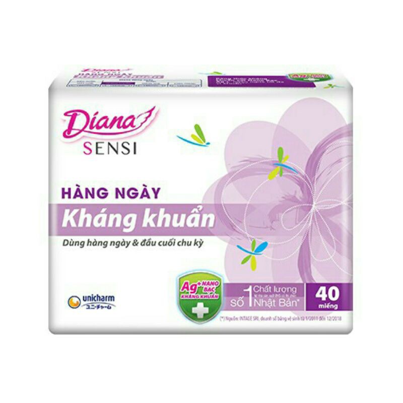 Băng vệ sinh hàng ngày Diana Sensi 40+4 miếng