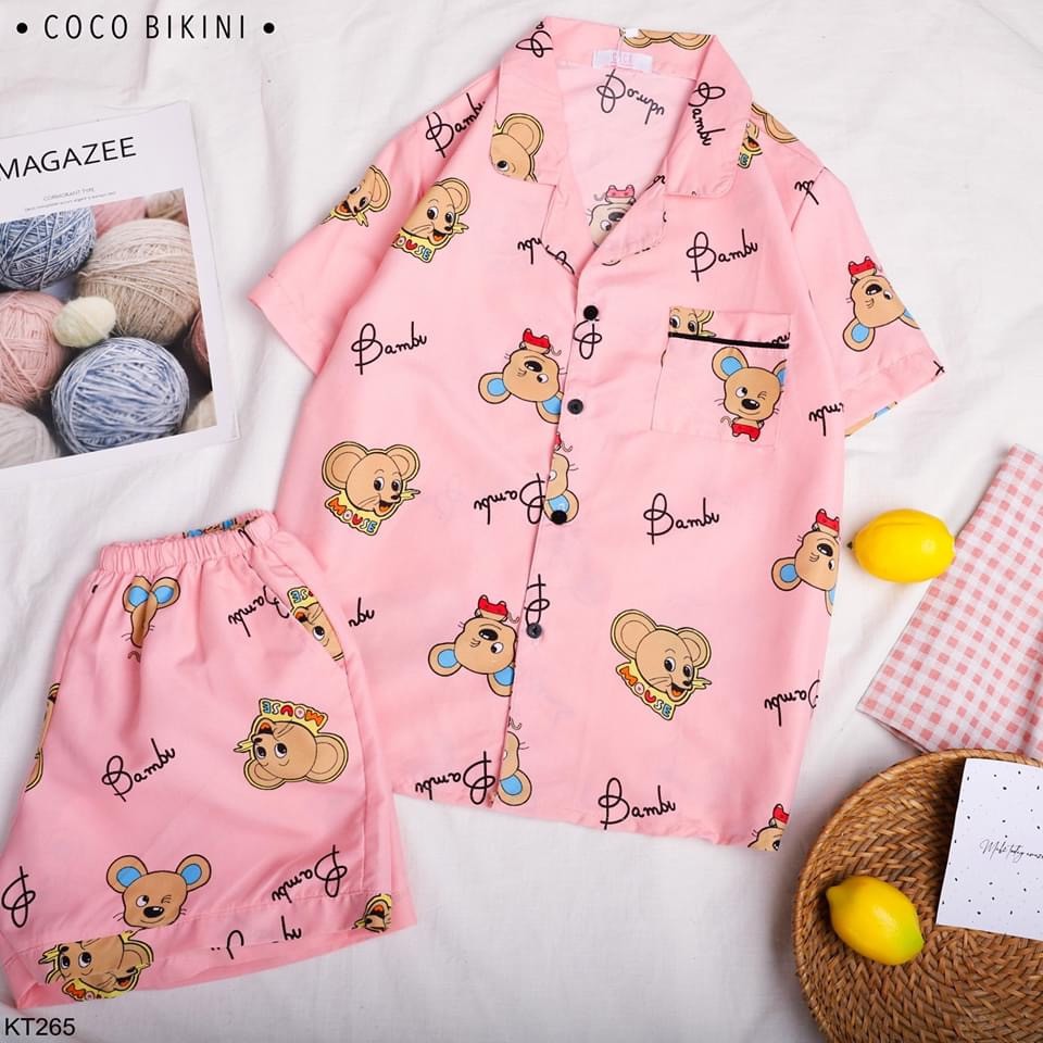 Bộ ngủ pijama quần cộc áo cộc chất kate Thái cao cấp HONEYSHOP | BigBuy360 - bigbuy360.vn