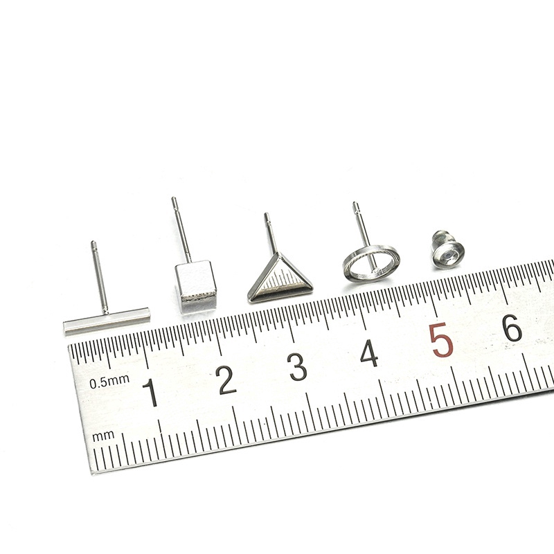 Set 4 đôi khuyên tai hợp kim hình học/ vuông/ tam giác đơn giản cho nữ