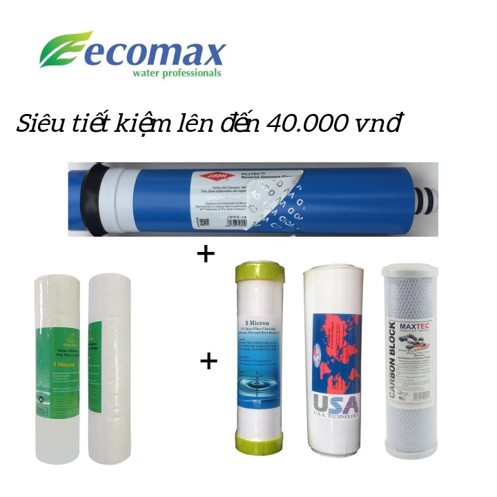 Combo 5 lõi lọc nước + màng lọc nước ro | lõi lọc nước | lõi lọc nước ro | màng lọc nước ro - CB1