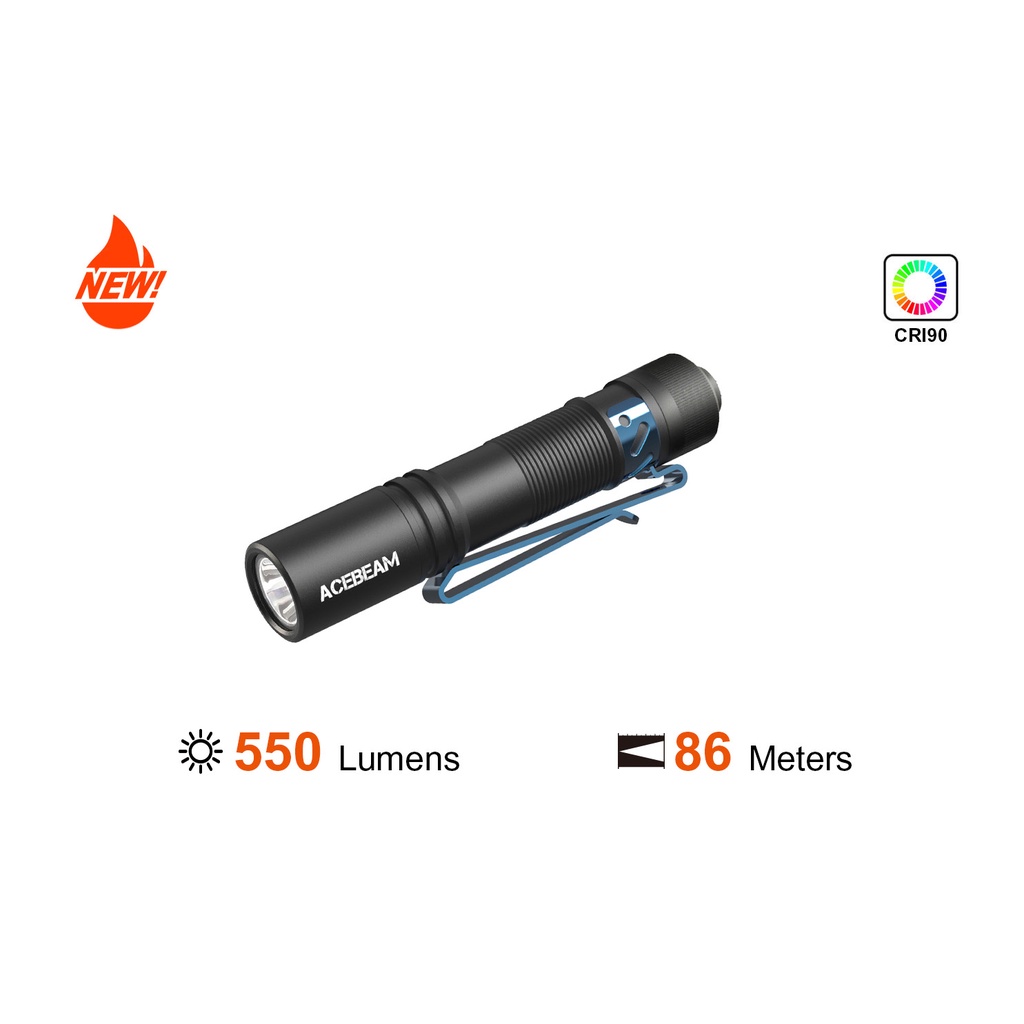 Đèn pin mini ACEBEAM POKELIT độ sáng 550 lm chiếu xa 86m pin sạc 14500 kèm theo